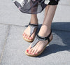 2019 Women`s Summer Bohemia Beach Rhinestone Shoes Diamond Sandals Women T-strap Thong Flip Flops Plus Size Peep Toe Shoes E774