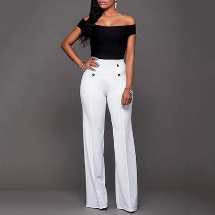 Women Casual Harem Long Pants High Waist Elastic High Waist Cropped Length OL Trousers Solid Black White Wine Red - Surprise store