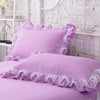 2pcs Princess Lace Pillowcase Polyester Lotus Leaf Girls Room Decorative Pillow Case Solid Color Flounced Bedroom Pillow Cover