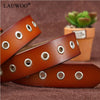 LAUWOO Genuine Leather Rivet Inlay stars Belt For Women Fashion Pin Buckle Waist Women Belts Luxury Brands Leather Belt Female