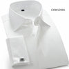 Men's French Cuff Dress Shirt Solid Twill Male Party Wedding Tuxedo Shirts with Cufflinks Easy Care Business Formal Clothing