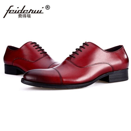 Luxury Brand Man Cap Top Formal Dress Shoes Genuine Leather Designer Party Oxfords Men's Bridal Wedding Flats For Male MG66