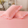 2pcs Princess Lace Pillowcase Polyester Lotus Leaf Girls Room Decorative Pillow Case Solid Color Flounced Bedroom Pillow Cover