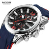 Megir Men's Chronograph Analog Quartz Watch with Date, Luminous Hands, Waterproof Silicone Rubber Strap Wristswatch for Man