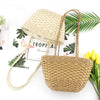 2019 New solid color retro straw bag shoulder woven bag casual handbag beach bag