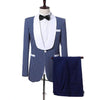 Two Pieces Royal Blue Men's Polka Dots Groomsmen Shawl Lapel Mens Suit For Wedding Bridegroom Tuxedo Prom (Blazer+Pants)