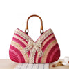 Fashion Bohemia Summer Women Lace Bow Straw Weave Rattan Handbag straw Beach Bag Woven Shoulder Tote Shopping Beach Bag