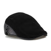 Wholesales European Style Genuine Leather Caps Beret Man Casual Sheepskin Suede Black/Brown Fitted Duckbill Hats Male Boina