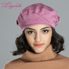 LILIYABAIHE trendy solid color new style lady hat stretchable cotton knitted wome beret cap with diamante checked decora