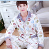 Male Coral Fleece Pajamas Men's Thickening Flannel Long Sleeves Homewear 2pcs Coral Velvet Nightwear Plus Size Sleepwear D-2078