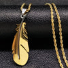 2021 Fashion Feather Stainless Steel Long Necklace for Men Gold Color Necklace Jewelry Gift acero inoxidable N1039S02