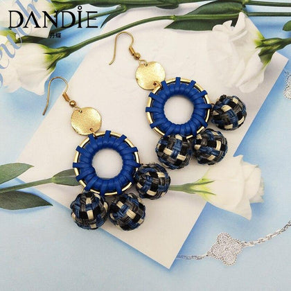 Dandie Fashionable knitting with metallic earrings, personality, trend, female fashion accessories - Surprise store