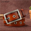 LAUWOO Genuine Leather Rivet Inlay stars Belt For Women Fashion Pin Buckle Waist Women Belts Luxury Brands Leather Belt Female