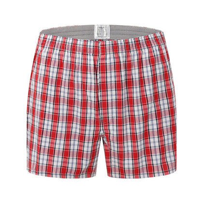 Men Underwear Red Boxers Plaid Loose Shorts Men Panties Cotton The Large Arrow Pants Plus Size Classic Basics wear at home