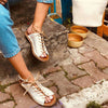 VTOTA Summer Platform Slippers Women Lace Up Leather Slides Sandals Shoes Outdoor Beach Slippers Open Toe Flip Flops Women Shoes