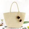 Rattan colored hair ball wild straw bag shoulder bag grass woven beach vacation bag female casual shopping big bag