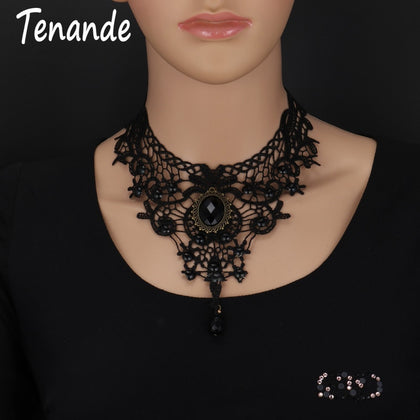 Tenande Sexy Big Statement Beads Flowers Water Droplets Crystal Necklaces & Pendants for Women Tattoo Palace Party Jewelry Gifts