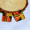 Colorful Natural Wood Square Geometric Painting Africa Tribal Earrings Vintage African Wooden DIY Party Club Jewelry - Surprise store