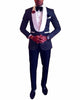Two Pieces Royal Blue Men's Polka Dots Groomsmen Shawl Lapel Mens Suit For Wedding Bridegroom Tuxedo Prom (Blazer+Pants)