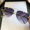 2021 Sunglasses For Men Vintage Rimless Alloy Aviation Pilot Brand Gradient Sun Glasses Female Metal Oval Shades Black Brown