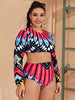 African Print Style Bathing Suit Tribal Swimsuit Long Sleeves Women Swimwear Totem Summer Beachwear Plus Size Swim Wear Maillot