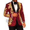 Slim Fit terno masculino Shiny Sequins Gold Applique Suits Men Prom Tuxedos Grooms Set 2 Pieces(Blazer+Pants) Costume Homme