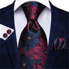 Hi-Tie Red Fashion Paisley 100% Silk Men's Tie Set 8.5cm Wedding Ties For Men New Design Hanky Cufflinks Set Quality Necktie - Surprise store