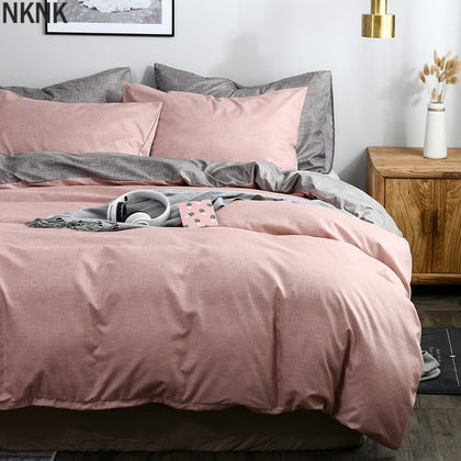 Classic bedding set Solid color duvet cover sets quilt covers pillowcases European size king queen gray blue pink green