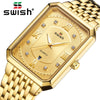 Luxury Golden Watches Men Top Brand Designer Quartz Wristwatches Creative Rectangle Diamond Watch Waterproof Relogio Masculino
