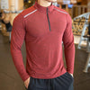 Quick Dry breathable Running Shirt Men Bodybuilding Sport T-shirt Long Sleeve Gym Fitness zipper stand collar Autumn winter - Surprise store