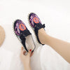 Veowalk Flower Embroidered Women Canvas Espadrilles Flat Slippers Bohemian Retro Ladies Comfortable Close Toe Summer Shoes