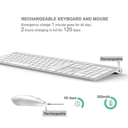 Rechargeable 106 Keycaps Wireless Keyboard and Mouse Korean/French/German/English/Italian/Spanish Keyboard Mouse Set - Surprise store