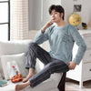 2020 Winter Long Sleeve Thick Warm Flannel Pajama Sets for Men Coral Velvet Sleepwear Suit Pyjamas Lounge Homewear Home Clothes