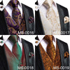 Hi-Tie Silk Adult Men's Vest for Suit Luxury Paisley Floral Plaid Suit Vest and Tie Set Blue Gold Red Sliver Wedding Vest Men