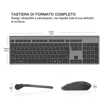 Wireless keyboard and mouse Ergonomic portable rechargeable keyboard and mouse,for desktop, TV, laptop black Keyboard Mouse - Surprise store
