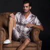 Spring Summer Autumn Men Satin Silk Pajamas Sets of T-shirt & Shorts Male Pijama Sleepwear Leisure Home Clothing Loungewear
