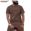 2019 African Men Clothing Ankara Pants Set Dashiki Shirt 2 Piece Outfit Crop Top Attire Short Sleeve Casual AFRIPRIDE A1916032