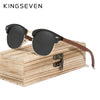 KINGSEVEN Retro Fashion Style Handmade Black Walnut Wooden Sunglasses Men Women 100%Polarized UV400 Lens Semi-Rimless Eyewear