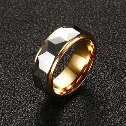 ZORCVENS 100% Tungsten Carbide Multi-Faceted Prism Ring for Men Wedding Band 8MM Cool Men Punk Vintage Ring Fashion Jewelry