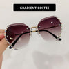 2021Vintage Fashion Oversized Rimless Sunglasses Women Famous Luxury Brand Design Sexy Diamond Square Sun Glasses For Female