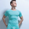 Summer Seamless Underwear Men Thin Solid Male Short-sleeve Ice Silk Stretch Tight-fitting Undershirts Young Hipsters Simple Tops