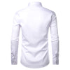 Mens White Bamboo Fiber Dress Shirts Slim Fit Wrinkle Free Casual Shirt Chemise Non Iron Easy Care Elastic Wedding Working Shirt