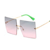 Square Oversized Sunglasses Women Vintage Luxury Rimless Sun Glasses For Female Big Frame Gradient Mirror Metal Oculos De Sol