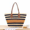 New Striped Shoulder Straw Bag Korean Ins Sen Holiday Vacation Woven Beach Leisure Bag