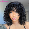 Headband Wig Human Hair Short Curly Wig Brazilian Remy Full Machine Made Headband Wig For Black Women Deep Wave Human Hair Wig