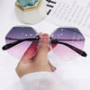 YOOSKE Rimless Women's Sunglasses Fashion Gradient Lenses Sun glasses Lady Vintage Alloy Legs Classic Designer Shades UV400