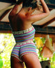 Hand Crochet Bikini Set Beach Women Swimwear Chain Tube Top Stripe Swimsuit Suit