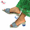 Popular Newest Nigerian Women Shoes in Red Color Square Toe Mature Style African Ladies for Wedding Party