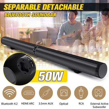 50W Detachable Wireless bluetooth Speaker Soundbar 3D Stereo Support RCA AUX HDMI Home Theatre Computer/PC Wall Bass Subwoofer - Surprise store