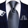 Hi-Tie Blue Business Solid 100% Silk Men's Tie NeckTie 8.5cm Ties for Men Formal Luxury Wedding High Quality Gravata - Surprise store
